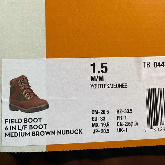USED Timberland boots "beef and broccoli" size 1.5y - Picture 6 of 6